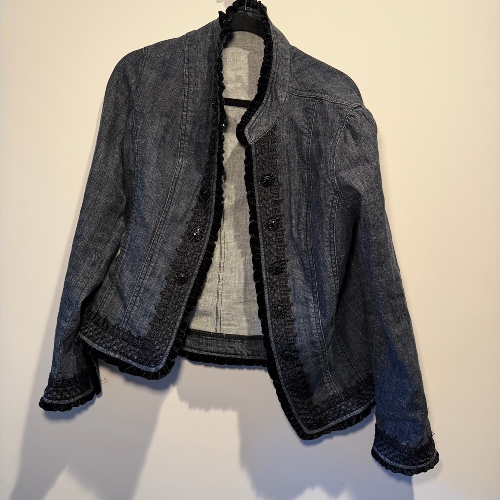 Chico's‎ Blue Jean Jacket with Black Detailing